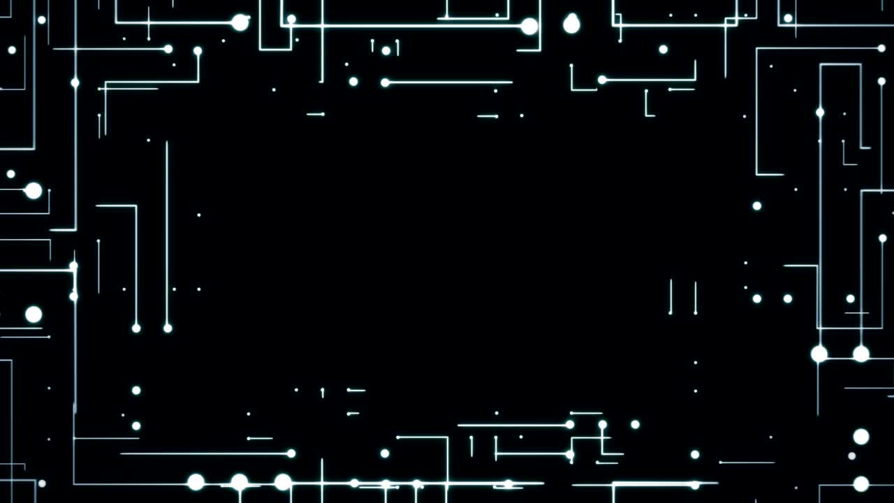 디지털 메인보드 가상 프레임 검은 배경 루프 애니메이션