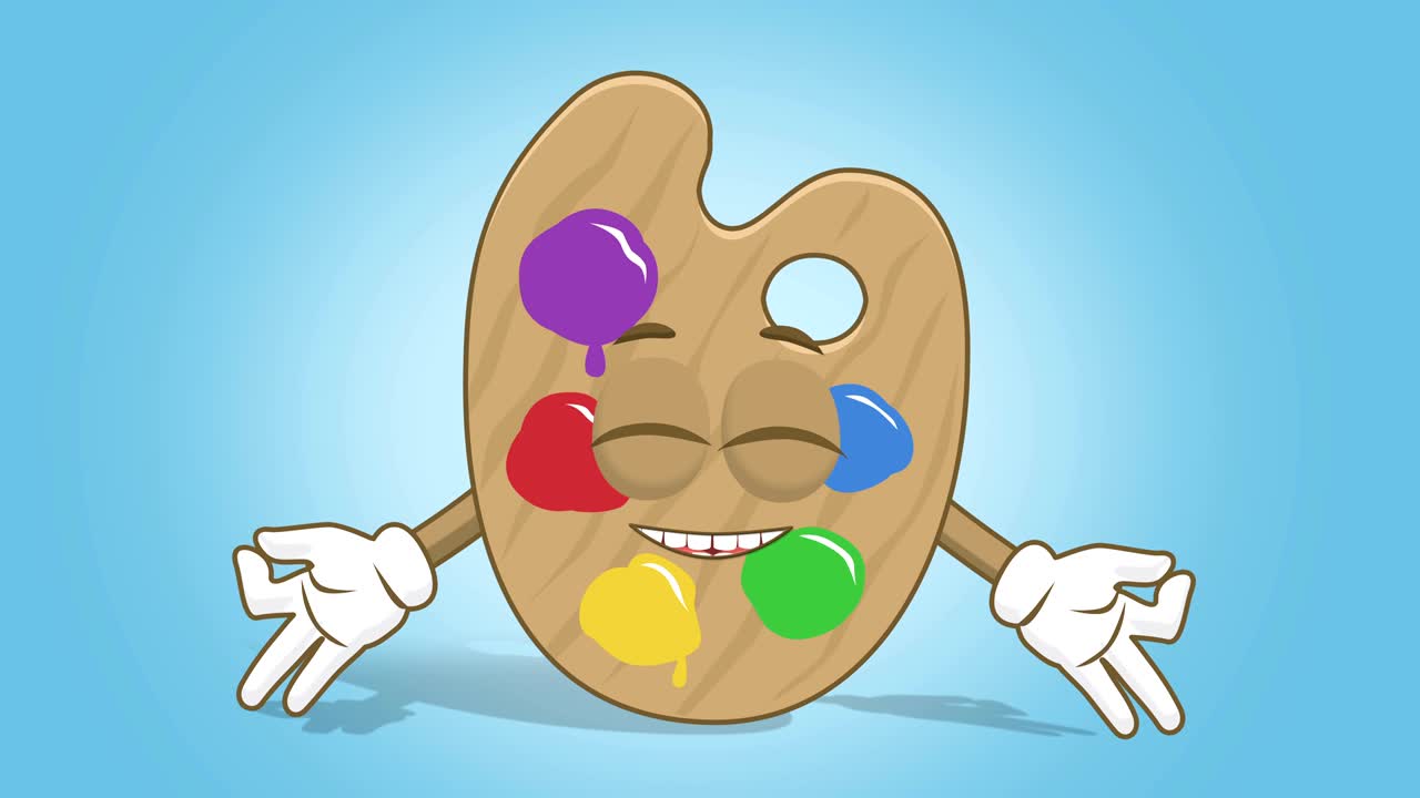 만화 예술가 색상 패 젠 명상 얼굴 애니메이션 알파 매트