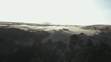 flying towards oregon dunes national recreation area near lakeside in oregon, usa