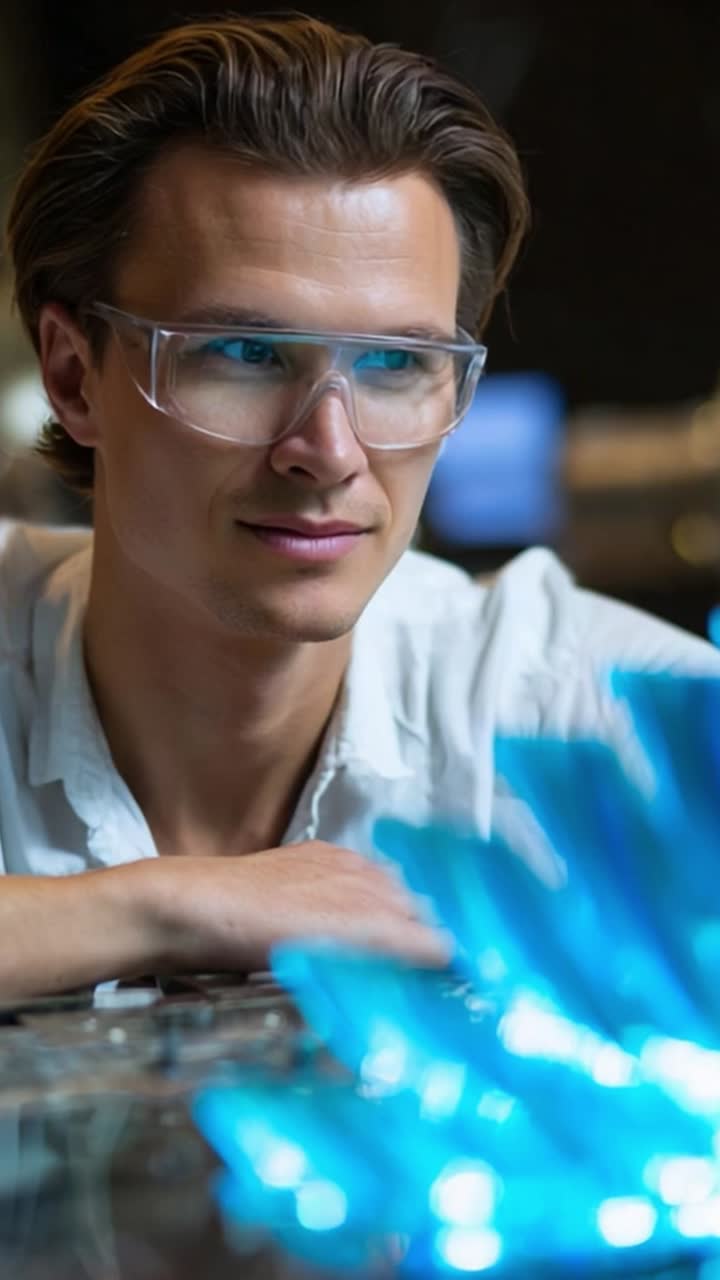 Focused attention on artistic blue glass sculpture, showcasing creativity and craftsmanship in design, reflecting passion and innovation in contemporary art