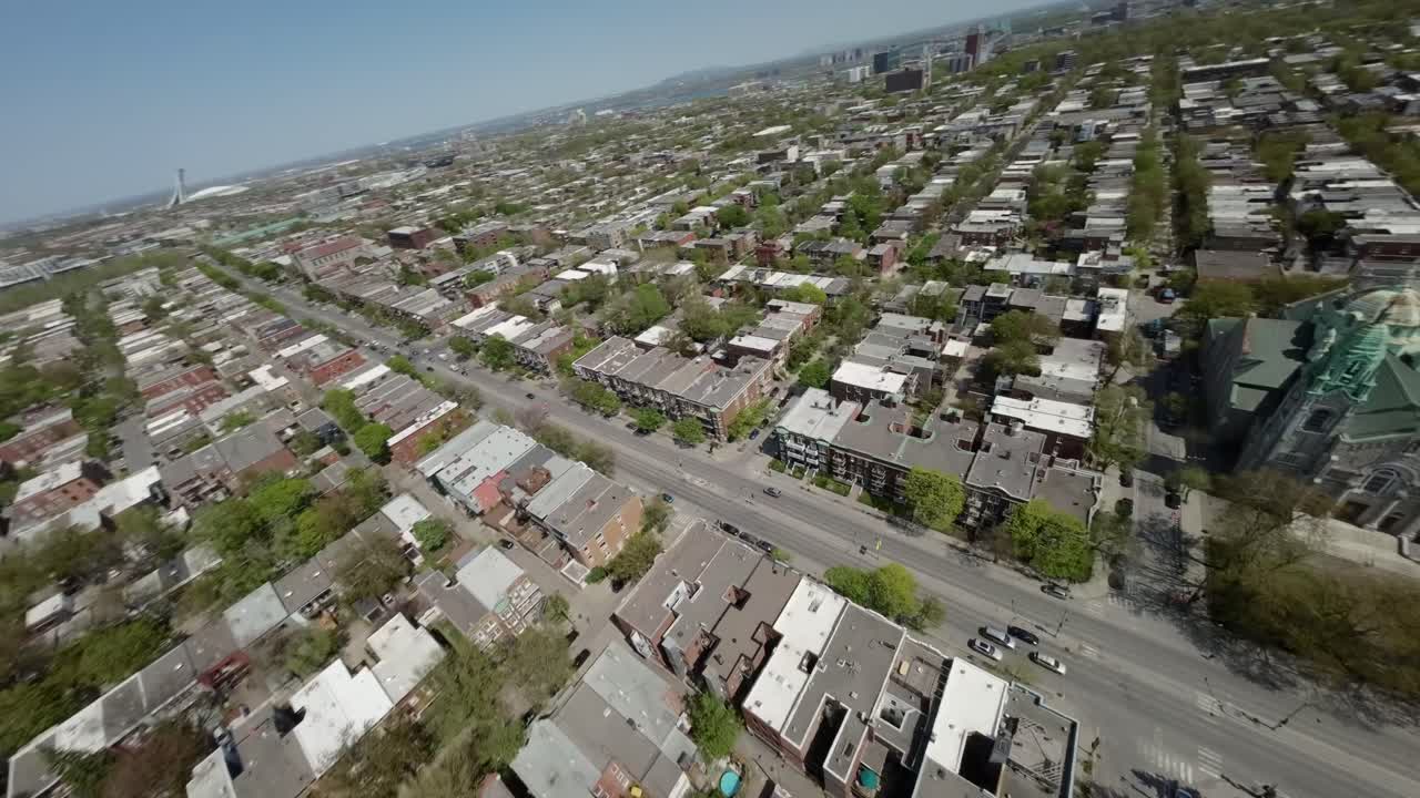 캐나다 몬트리올 의 도시 와 세인트 스타니스라스 드 코스카 교회 의 전망 - fpv