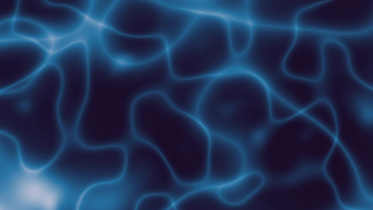 추상적인 애니메이션 배경: 분자 생명, 물 표면, 전기 빛, 나노 현미경 세포 또는 바이러스, 프랙탈 미래 루프 배경