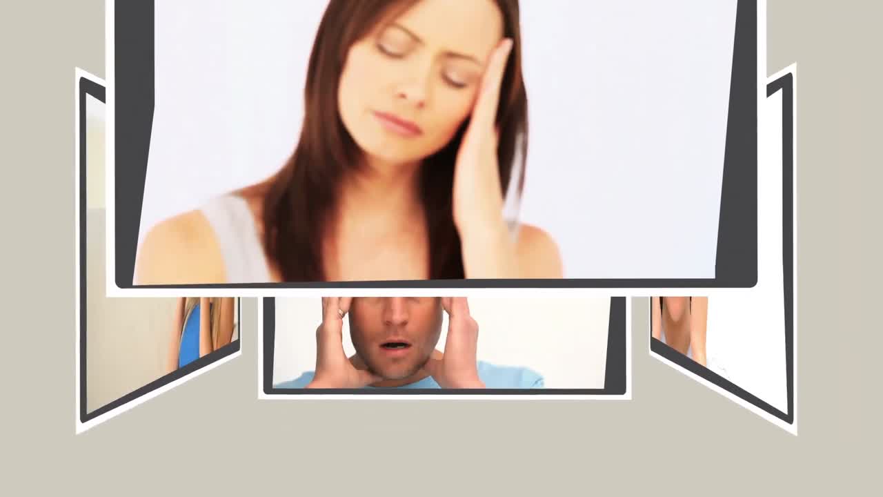 두통을  ⁇ 고 있는 여러 사람의 모음