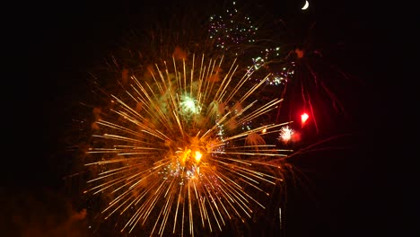 los fuegos artificiales en el cielo nocturno