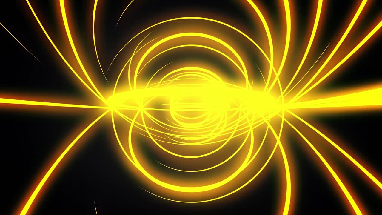 검은 바탕에 추상적인 노란색 나선형 패턴