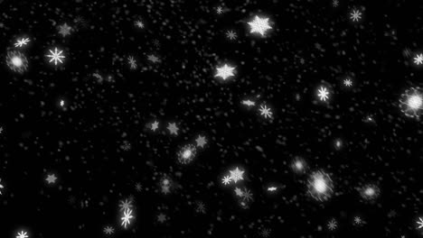 beautiful loopable abstract winter snow background with falling snowflakes and floating blurry glitter particles lights. 4k seamless loop snowfall winter themed background for winter christmas.