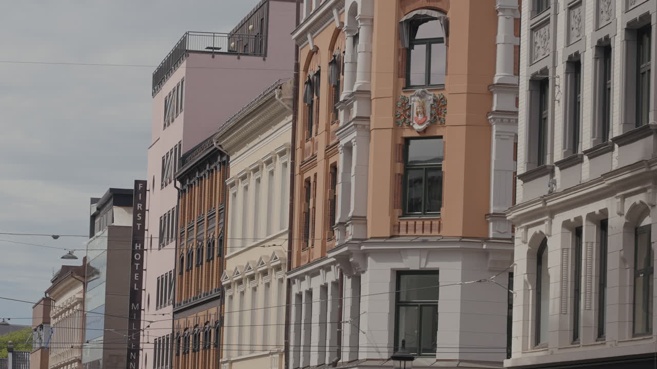 Colorful European Buildings Along a Street