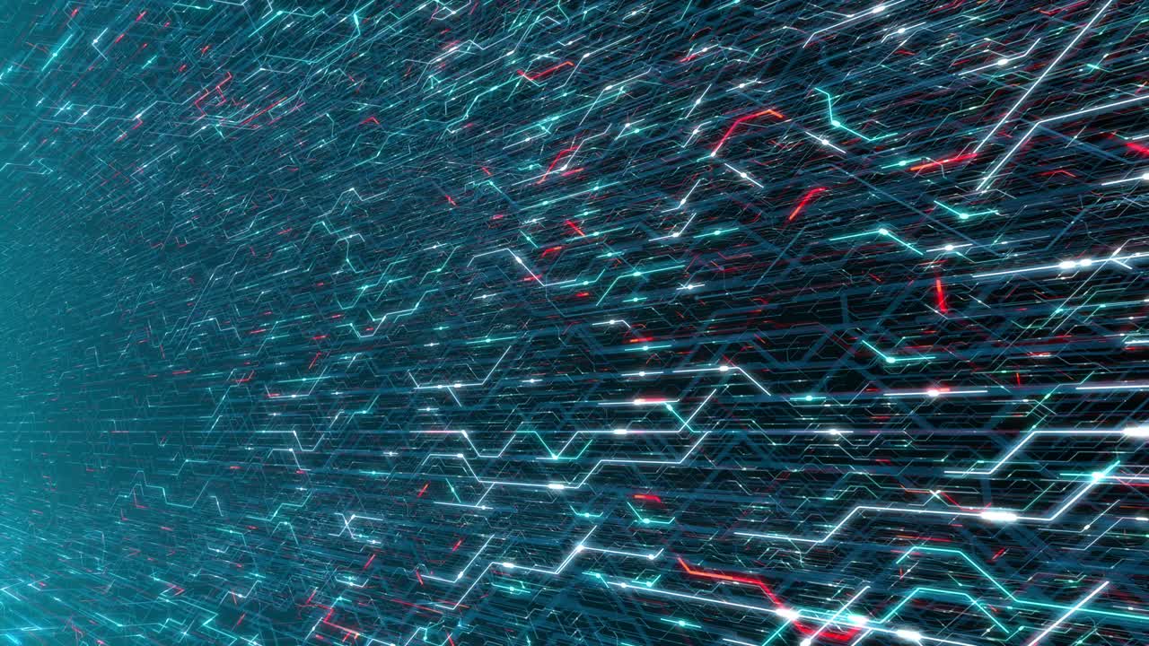 4K seamless loop abstract futuristic electronic circuit board.