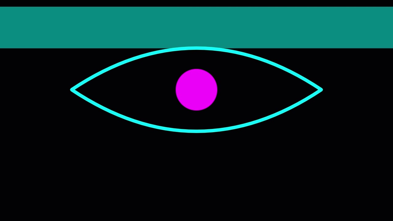 3D render of glowing scanning eye with futuristic interface line on dark background creating digital security motion graphic animation