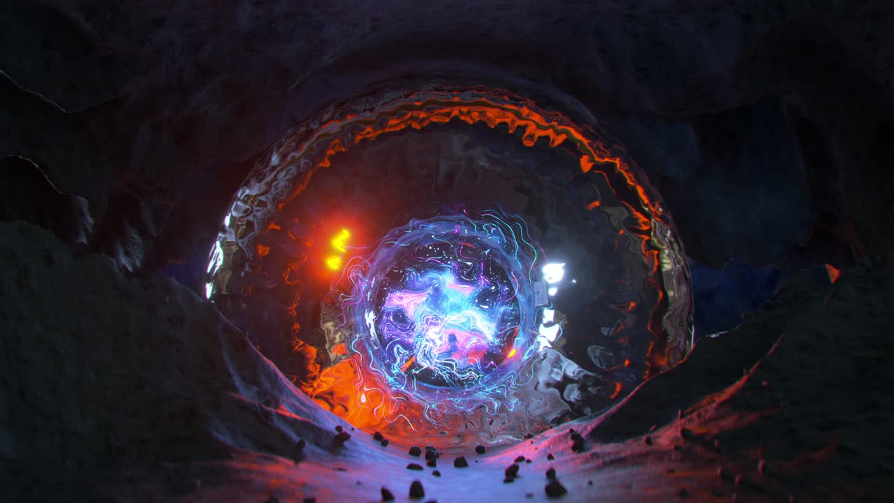 외계인 동굴에서 미래의 sf 포털 3d 렌더링 원활한 루프 애니메이션