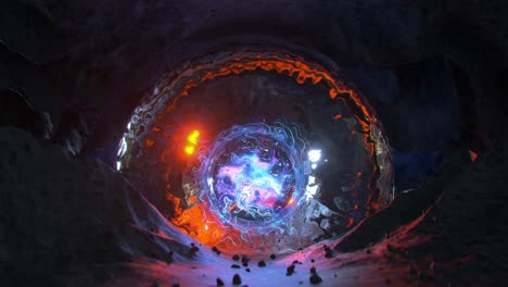 futuristic sci-fi portal in alien cave 3d render seamless loop animation