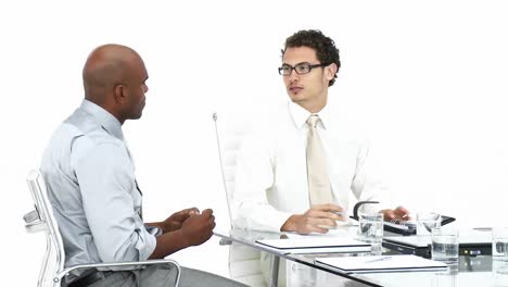 two young businessmen having a meeting