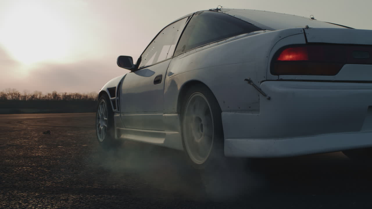 Drifting White Skyline at Sunset