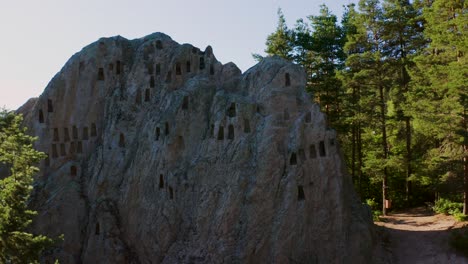 Panning-from-the-right-to-the-left-side-of-the-frame,-showing-the-beehive-lik-rock-foramtion-of-the-Eagles-Rock-also-known-locally-as-Orlovi-Skali,-located-in-Rhodope-Mountain-in-Bulgaria