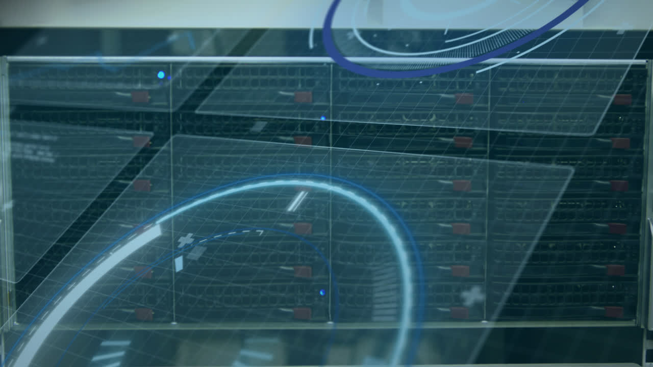 Animation of digital scope over server room