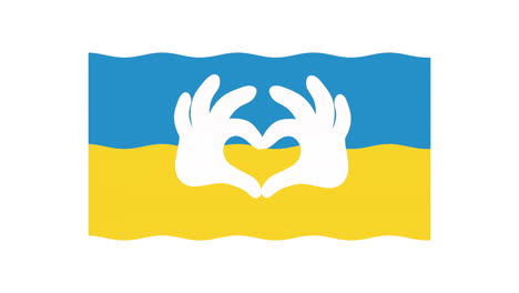 ukraine flag with hand peace animation