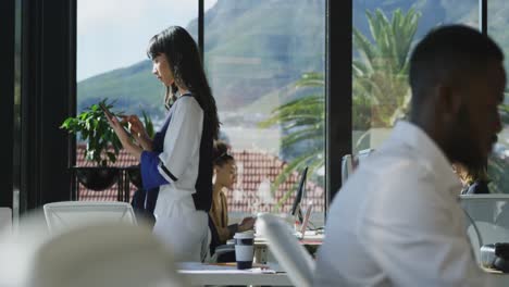 young woman using tablet computer