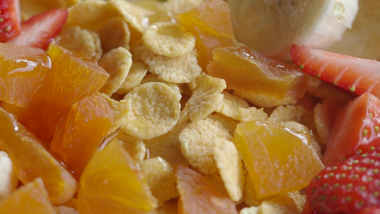 Close-up of Healthy Breakfast Bowl with Cereal and Fresh Fruit