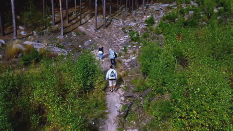 excursionistas en un sendero forestal