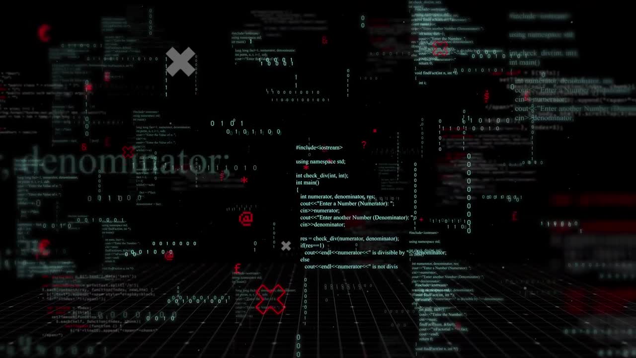 animación del procesamiento de datos sobre un fondo negro