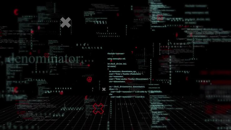 Animation of data processing on black background