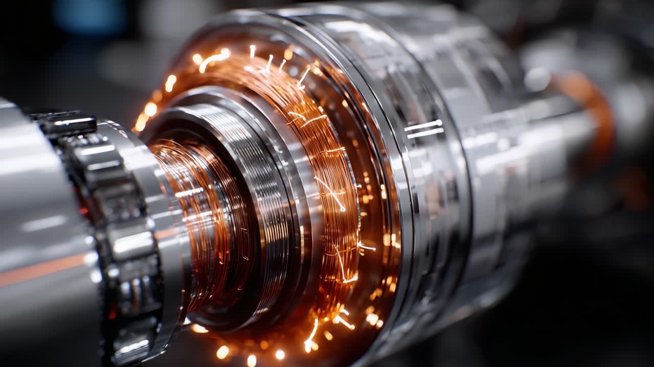 Intricate Close-Up of a High-Tech Electric Motor Component Showcasing Copper Windings and Dynamic Design Elements for Advanced Energy Conversion