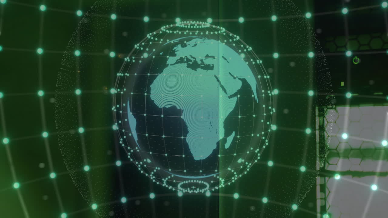 Animation of networks and digital data processing over globe