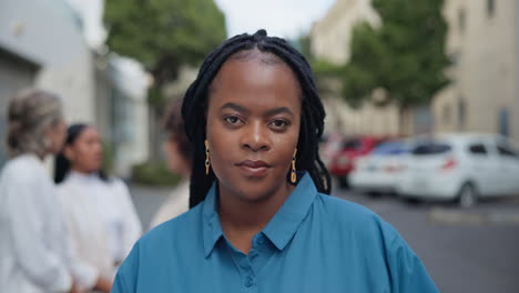 face, business and happy black woman with arms