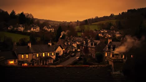 english village at twilight