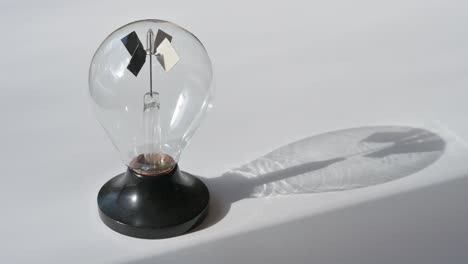 crookes radiometer spinning slowly as light is converted to engergy