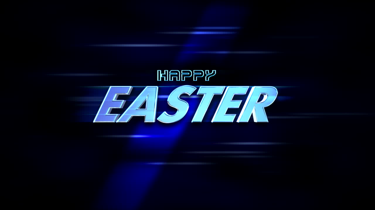 Speed and cinema Happy Easter text on black gradient