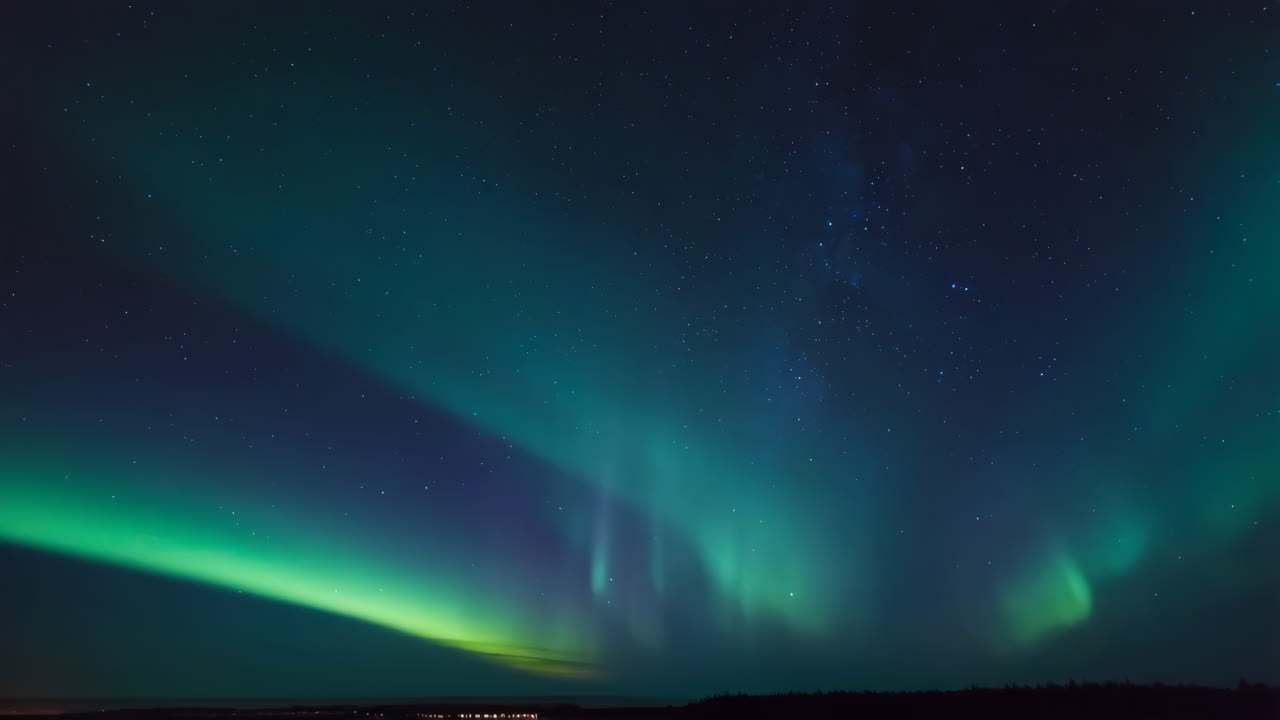 Dazzling Aurora Borealis and Starry Night Sky
