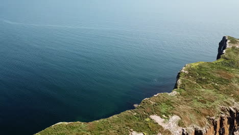 percé rock in gaspesie quebec canada aerial footage