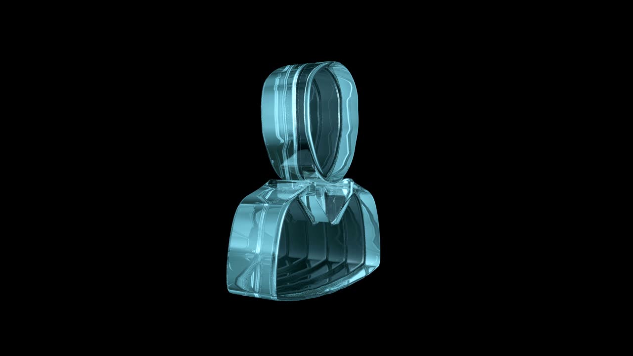 A rotating sign of one person. Transparent glass icon