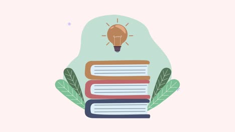 pilas de libros con animación de hojas