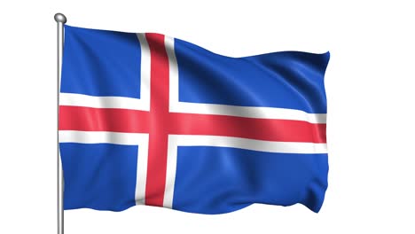flag of iceland with fabric structure in the wind (alpha channel, loopable)