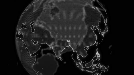 bhutan country alpha for editing data analysis technology globe rotating, cinematic video showcases a digital globe rotating, zooming in on bhutan country alpha for editing template