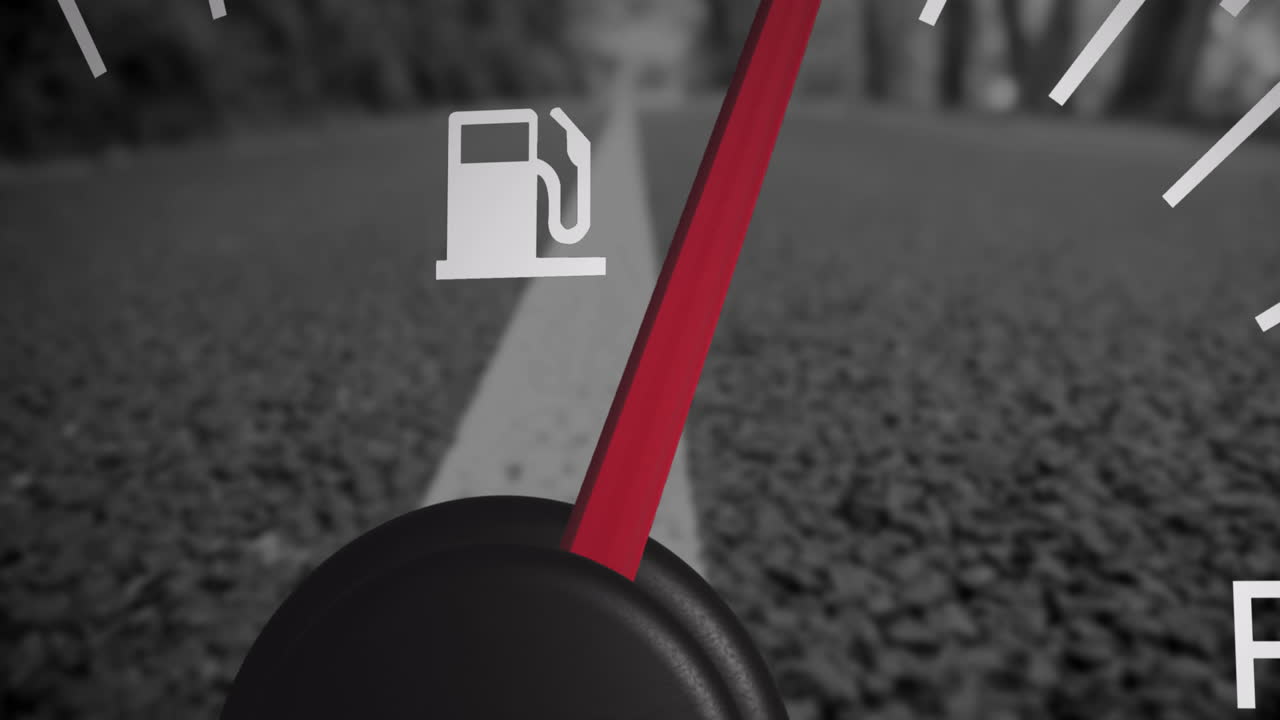 도로 위의 연료 수준의 애니메이션