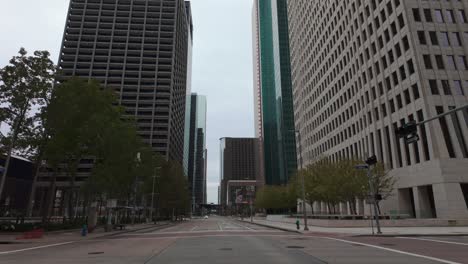 deserted street in downtown houston at thanksgiving noon