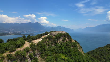 aerial view of the "rocca di manerba" on garda lake