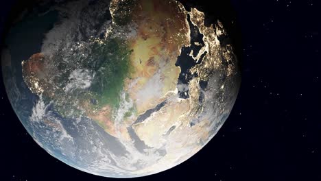 la terra dallo spazio che mostra africa e arabia saudita, rendering 3d, verticale