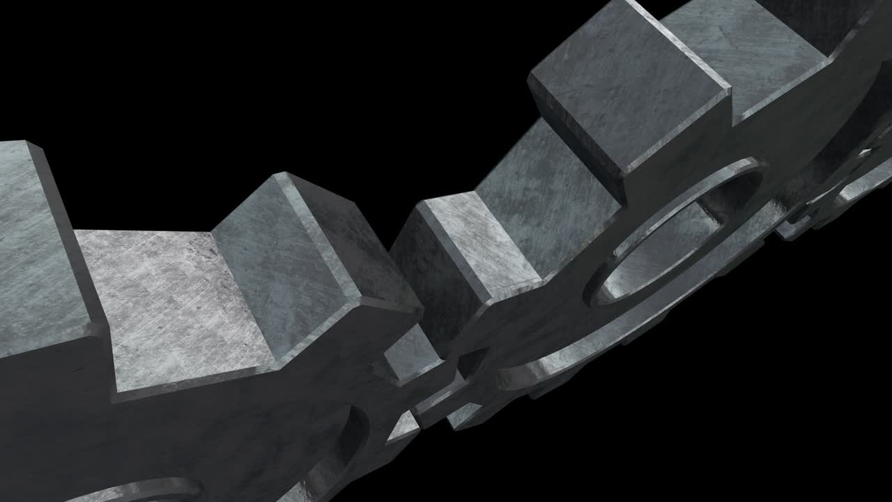 Old mechanism of the two silver gears is turning . Black background. Close up. Alpha channel