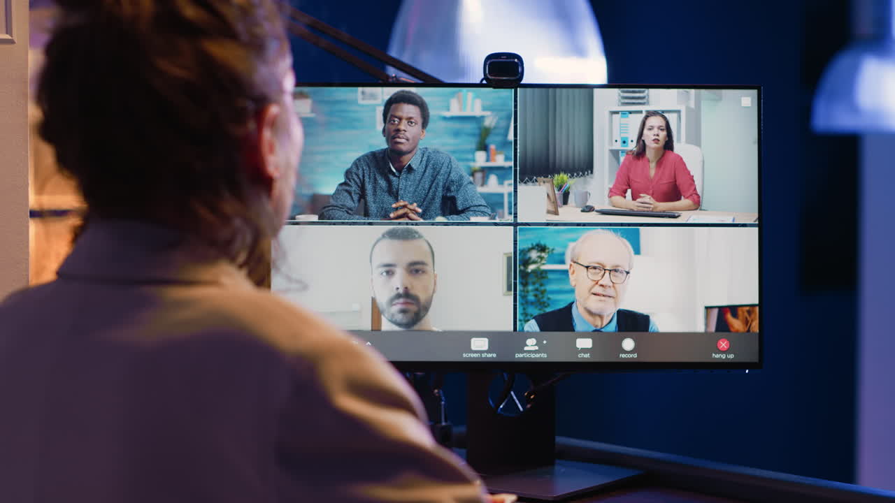 Video conference with multiple participants on a computer screen