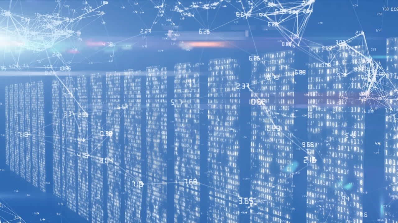 Animation of network of connections over server room