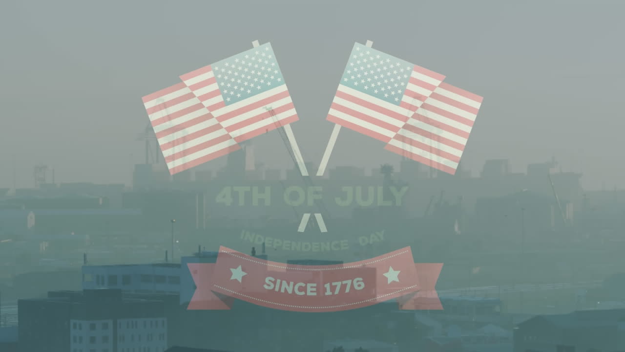 디지털 산 위에 있는 미국  ⁇ 발과 텍스트의 애니메이션