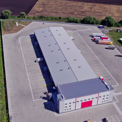 aerial view of large industrial warehouse complex