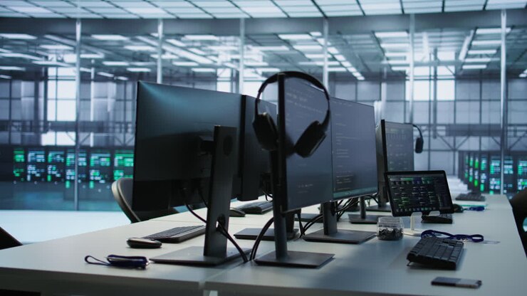 estação de trabalho moderna de sala de servidores