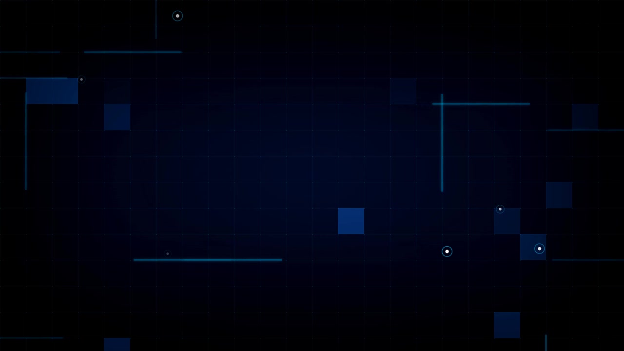 Abstract Digital Background with Moving Blue Squares and Lines