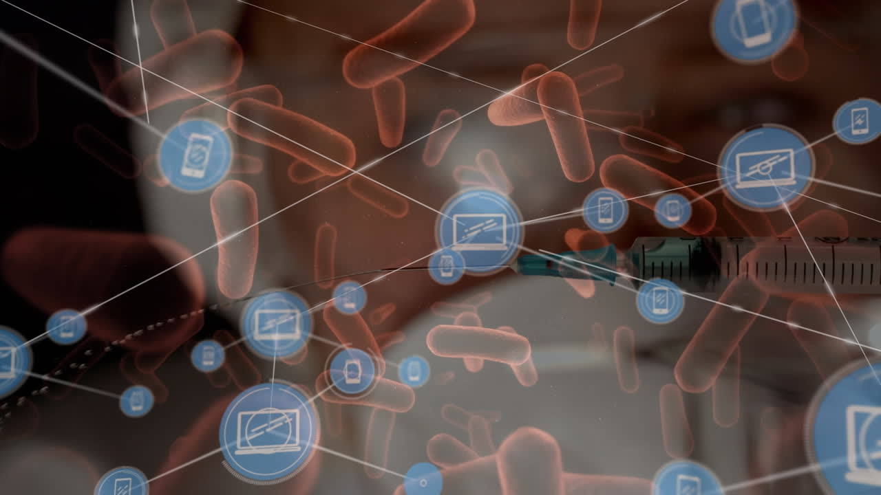 코로나 19 세포와 백신과의 연결 네트워크의 애니메이션