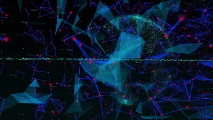 Animation of network of connections over globe on black background